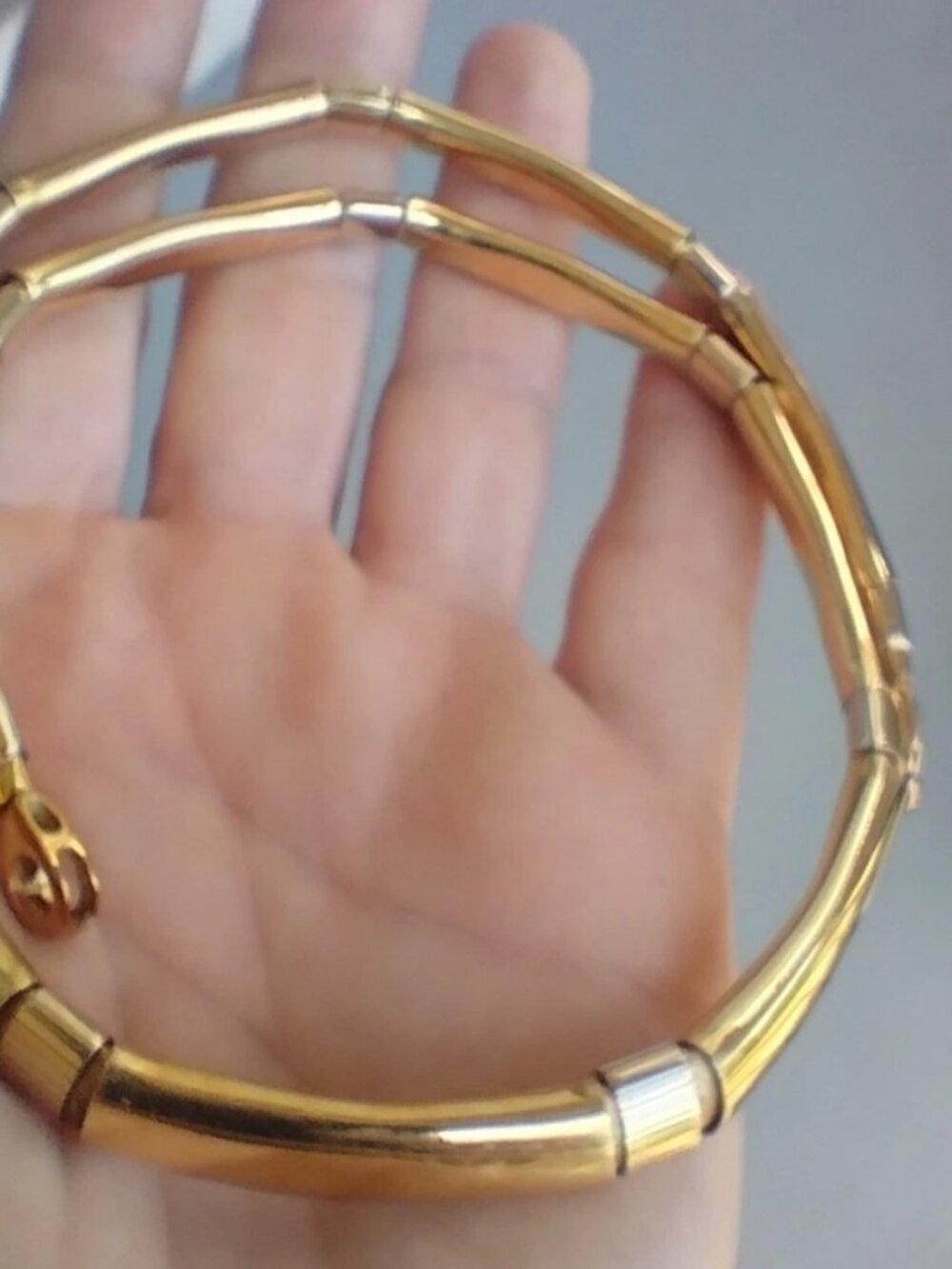 VTG 18K Yellow Gold Custom-Made Domed Curved Link Collar Necklace 48.6 Grams